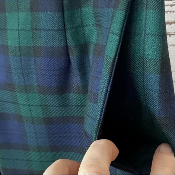 PENDLETON Blackwatch Plaid 100% Virgin Wool High Rise Straight Leg Pants 2P - Picture 7 of 11